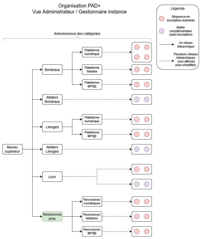 Organisation hiérarchique du contenu d'une instance PAD+